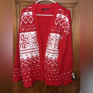 Lane Bryant Red and White Cardigan Sweater
